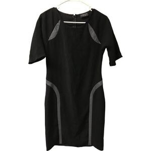 Yeohlee New York Women's Black Gray Leather Sheath Dress Size 6 Office Formal